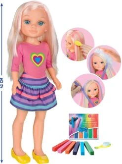 POUPEE NANCY 42 CM UNE JOURNEE MECHES EN COULEURS